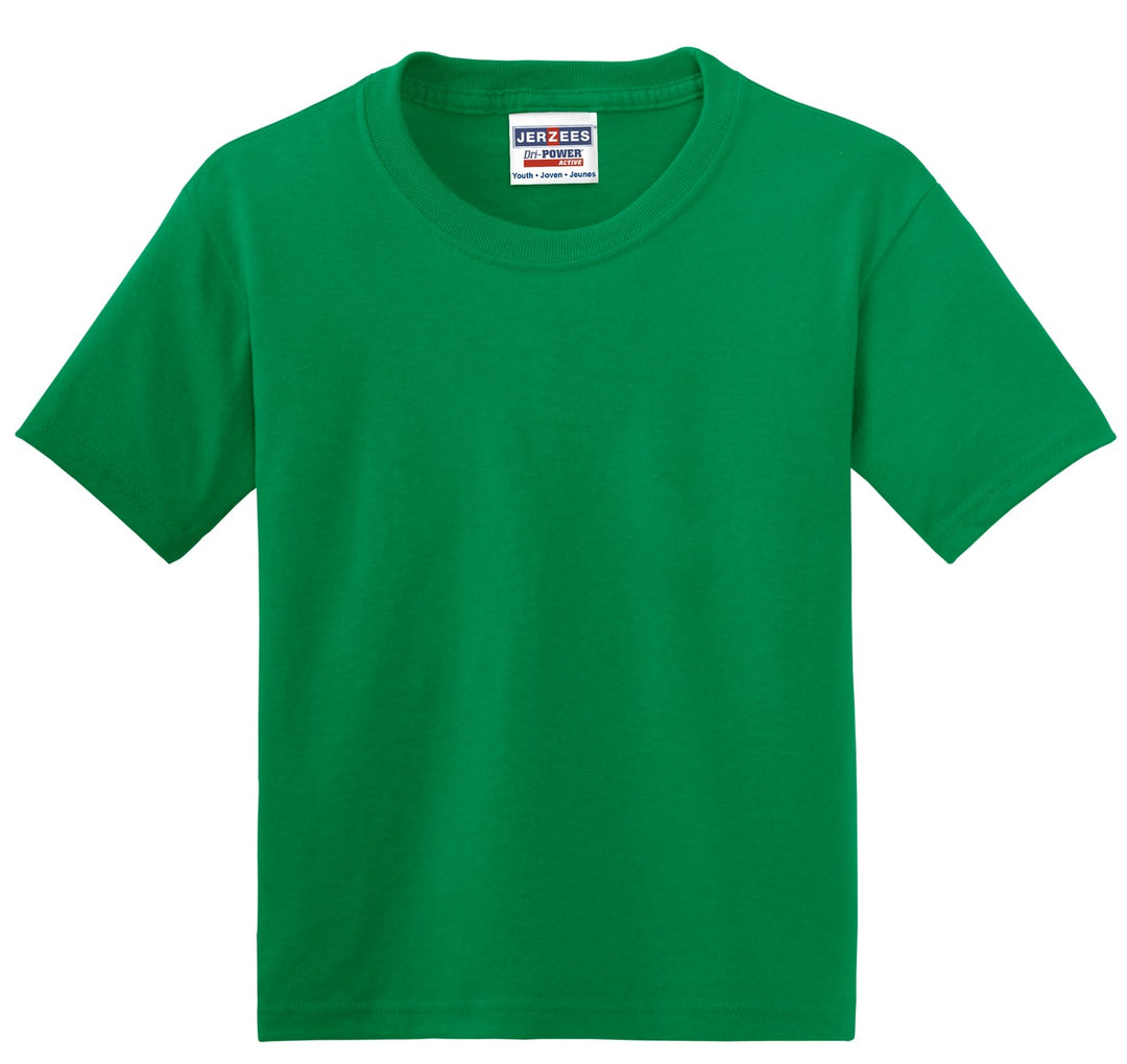 Front View of Kelly Jerzees - Youth Dri-Power 50/50 Cotton/Poly T-Shirt. 29B