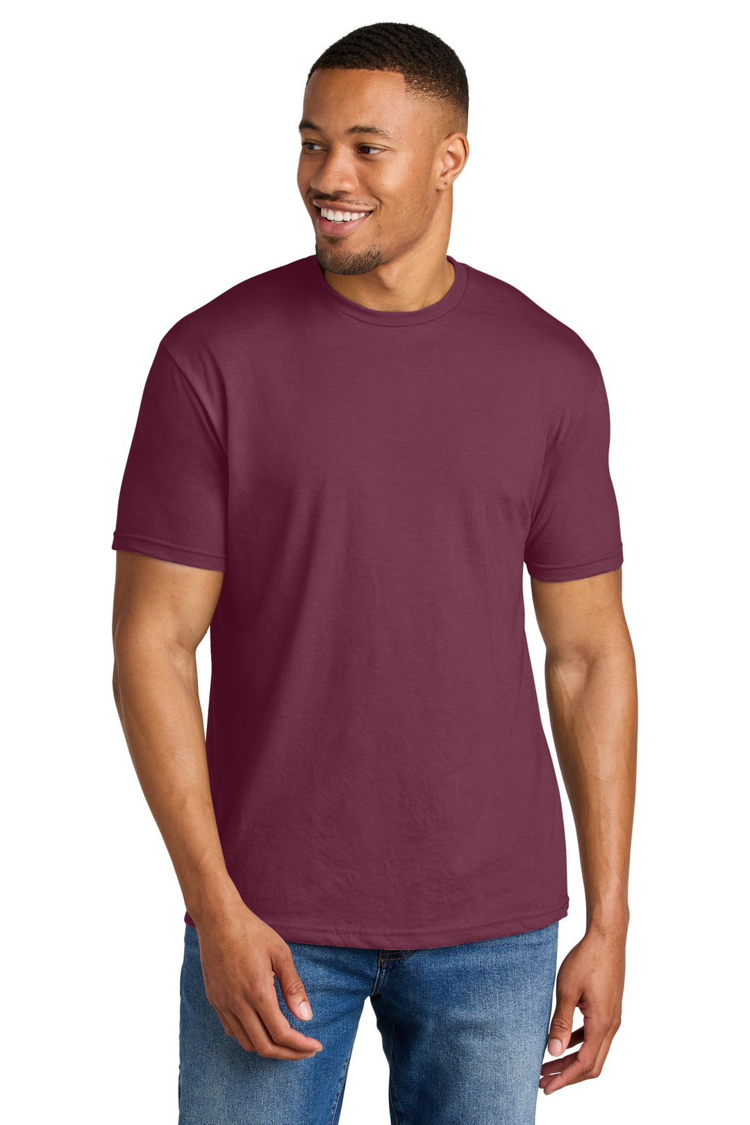 Front View of MaroonMist Gildan Softstyle CVC Tee 64000CVC