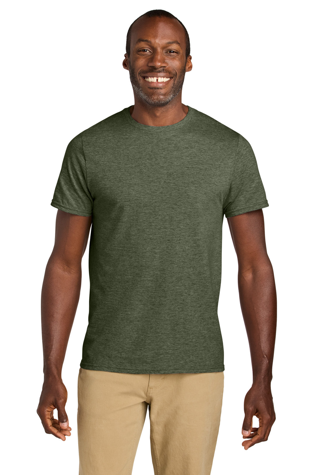 Front View of MilGrnHtr Jerzees Classics Unisex Cotton T-Shirt 363M