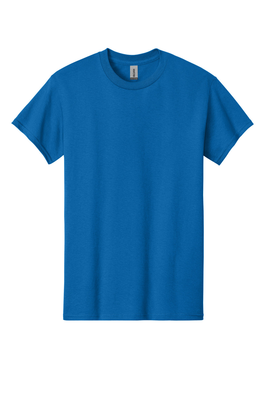 Front View of Neon Blue Gildan - Heavy Cotton 100% Cotton T-Shirt. 5000