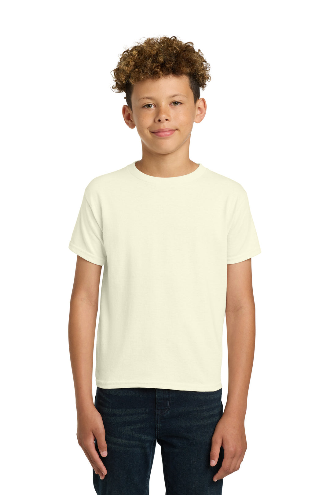Front View of OffWhite Gildan - Youth Heavy Cotton 100% Cotton T-Shirt. 5000B