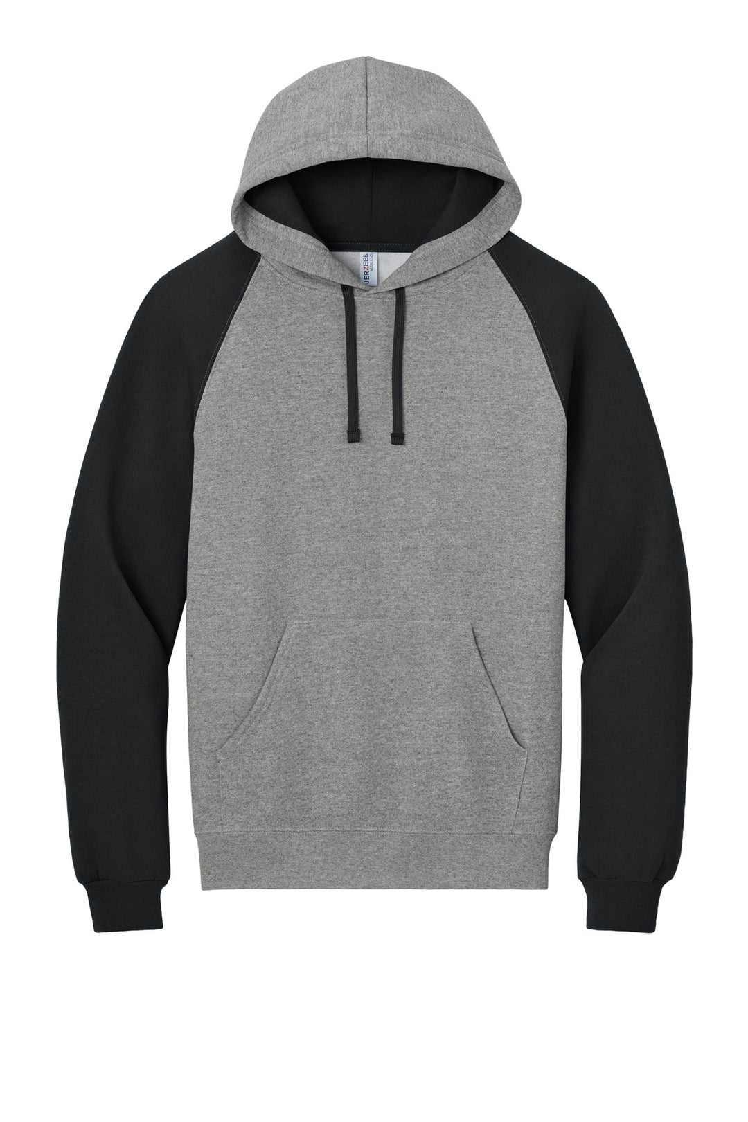 Front View of Ox/Black Jerzees Unisex NuBlend Colorblock Raglan Hoodie Sweatshirt 96C