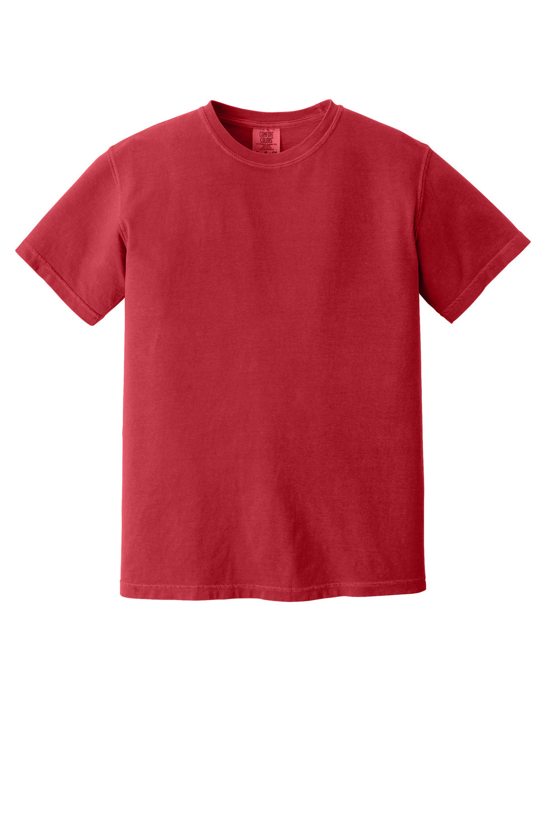 Front View of Red COMFORT COLORS Heavyweight Ring Spun Tee. 1717