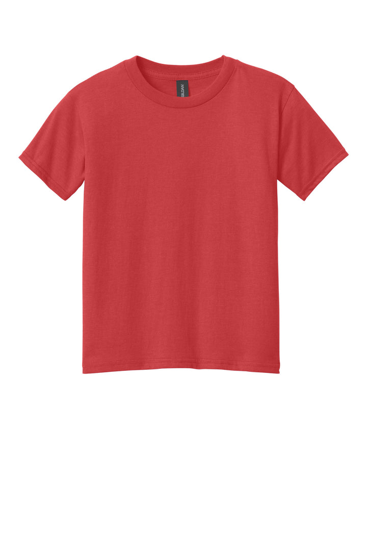 Front View of RedMist Gildan Youth Softstyle CVC Tee 64000BCVC