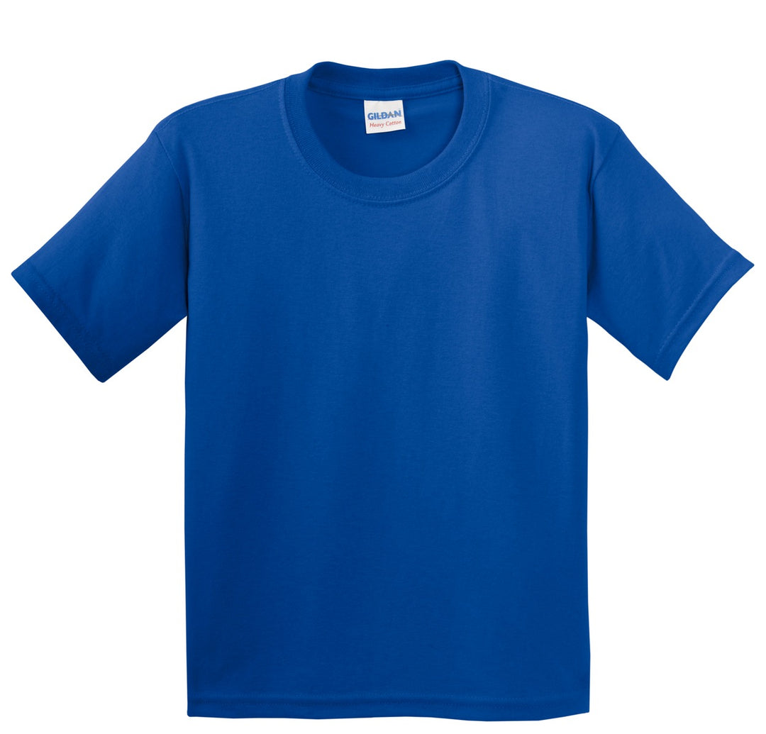 Front View of Royal Gildan - Youth Heavy Cotton 100% Cotton T-Shirt. 5000B