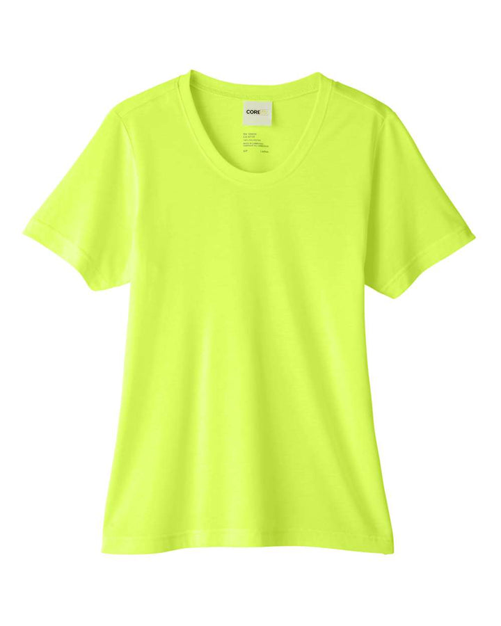Front View of Safety Yellow Women's Fusion ChromaSoft™ Performance T-Shirt - CE111W
