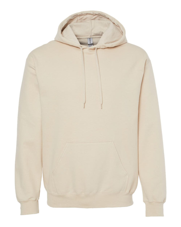 Front View of Sand Softstyle® Midweight Hooded Sweatshirt - SF500