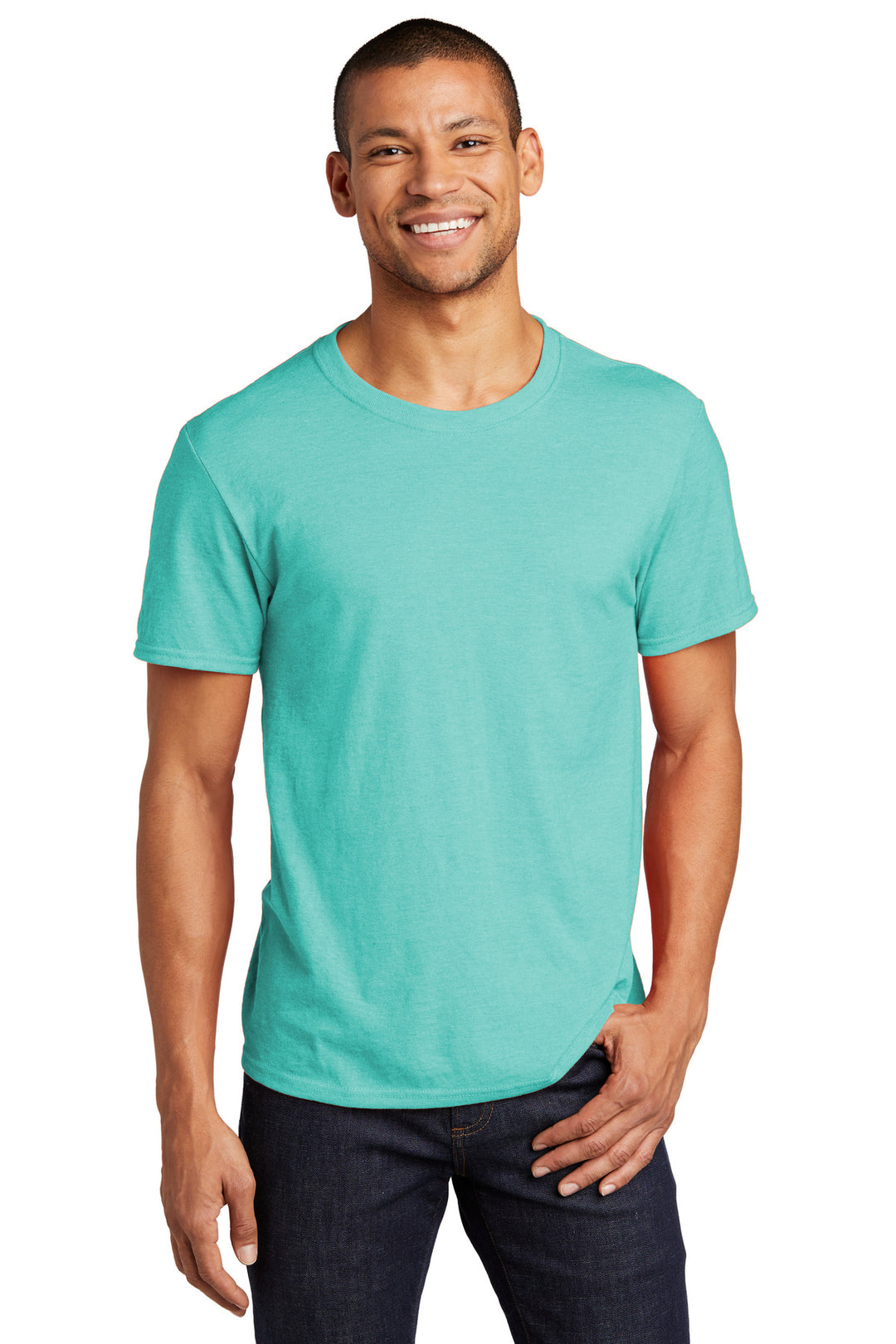 Front View of ScubaBlue Jerzees Premium Blend Ring Spun T-Shirt 560M