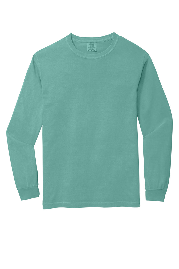 Front View of Seafoam COMFORT COLORS Heavyweight Ring Spun Long Sleeve Tee. 6014