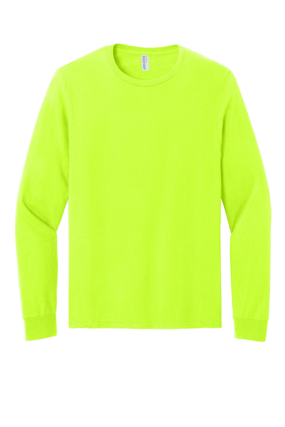 Front View of SftyGrn Jerzees Classics Unisex Cotton Long Sleeve T-Shirt 363L