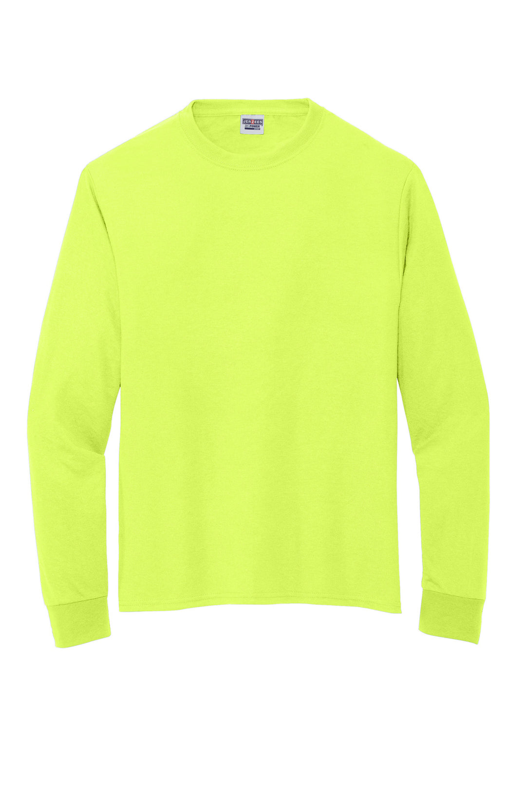 Front View of SftyGrn Jerzees Dri-Power 100% Polyester Long Sleeve T-Shirt 21LS