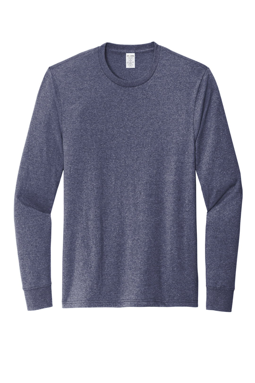 Front View of SlvgdNvyHt Allmade Unisex Long Sleeve Recycled Blend Tee AL6204
