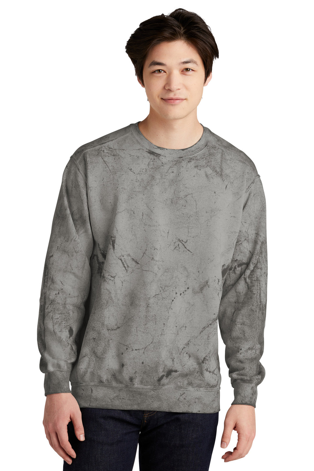 Front View of Smoke Comfort Colors Color Blast Crewneck Sweatshirt 1545