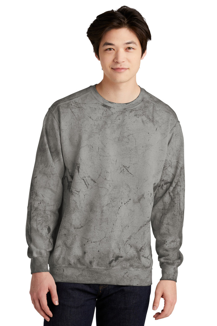 Front View of Smoke Comfort Colors Color Blast Crewneck Sweatshirt 1545