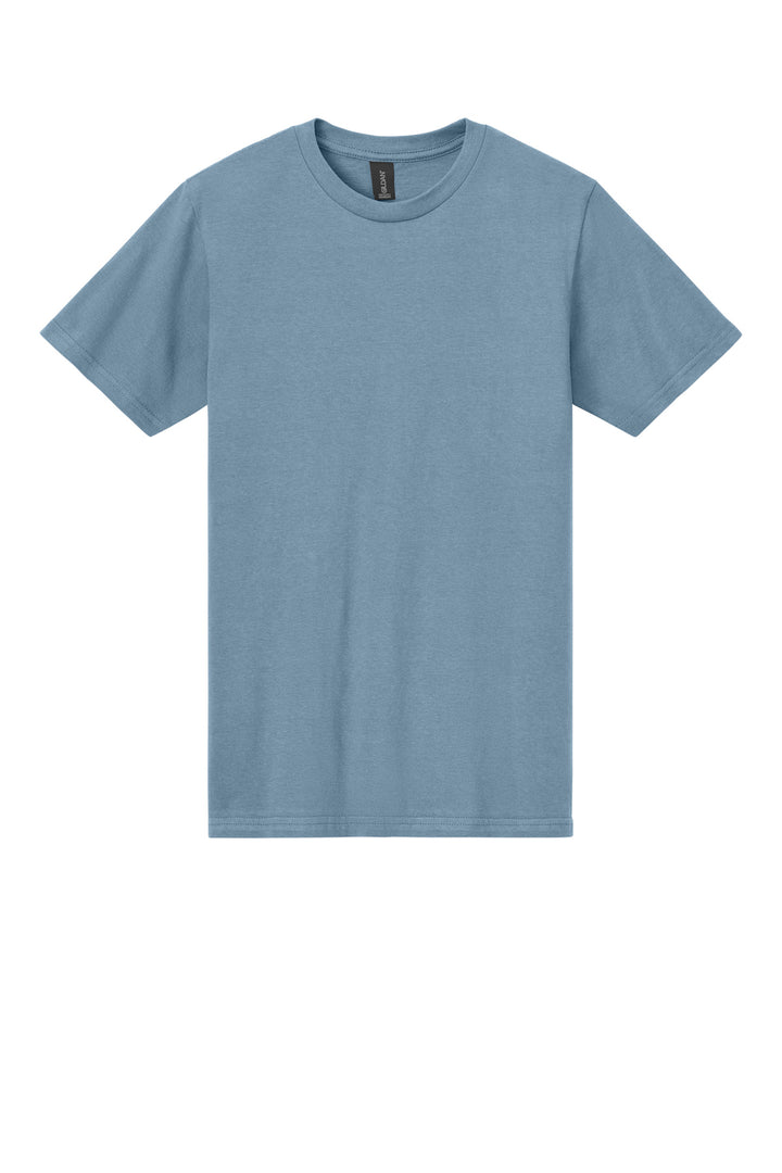 Front View of StoneBlue Gildan Softstyle Midweight Tee 65000