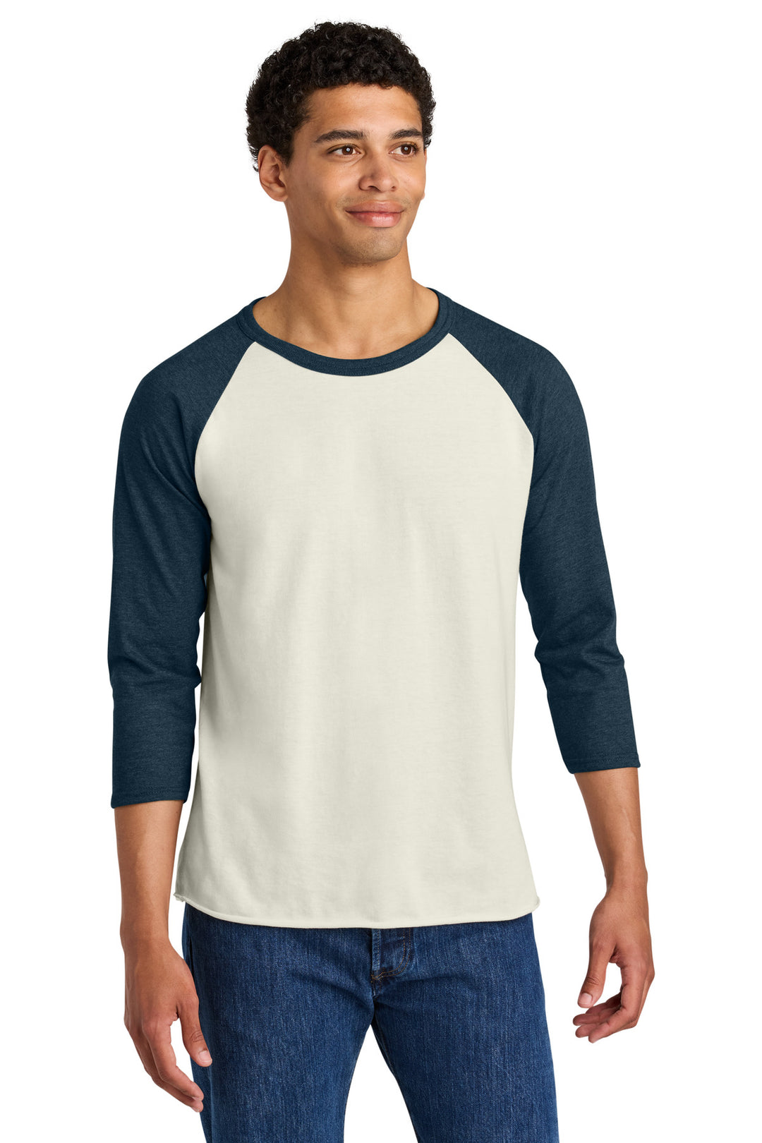 Front View of SwCrH/IdgH Jerzees Unisex Premium Blend Combed Ring Spun 3/4-Sleeve Raglan 560R