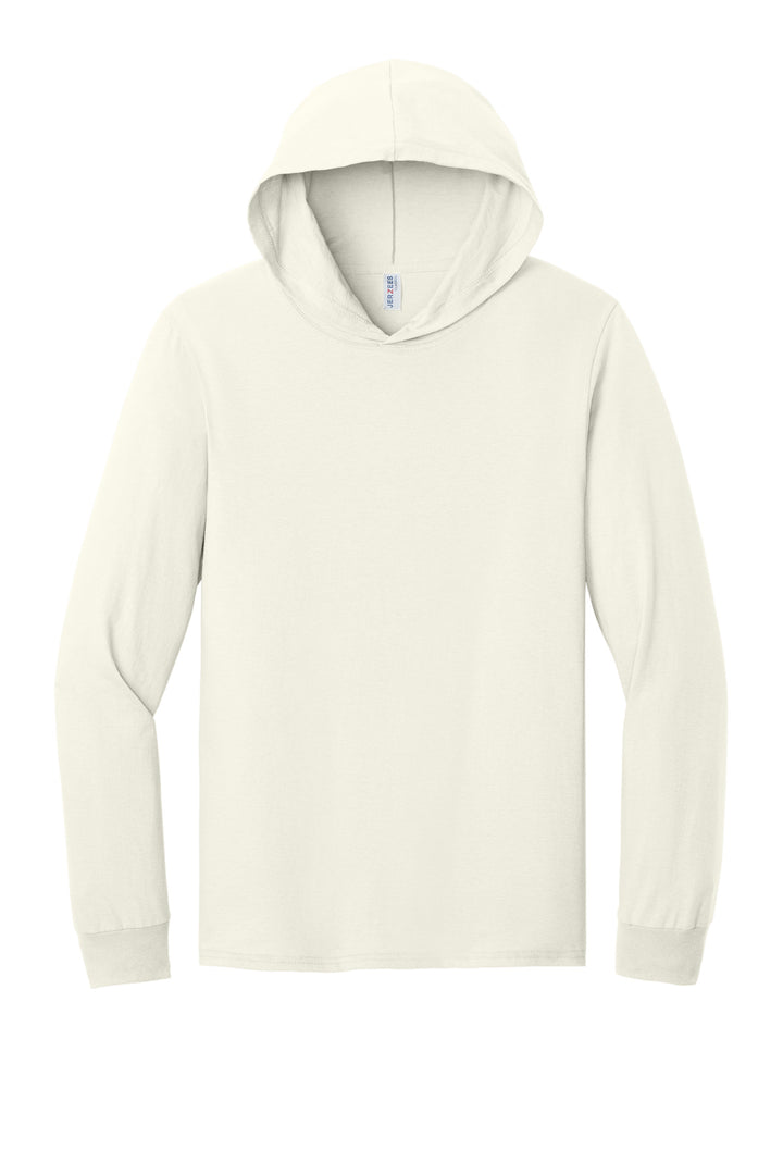 Front View of SwtCrmHthr Jerzees Classics Unisex Cotton Long Sleeve Hooded T-Shirt 363LH