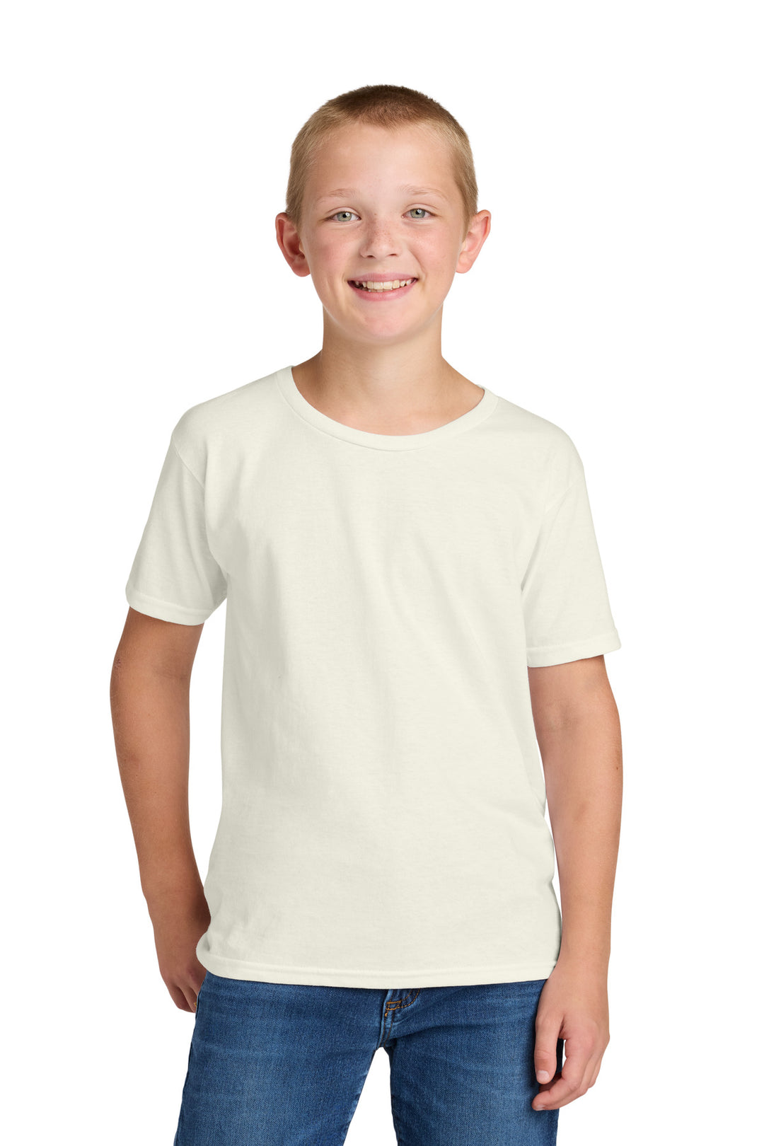Front View of SwtCrmHthr Jerzees Classics Youth Cotton T-Shirt 363Y