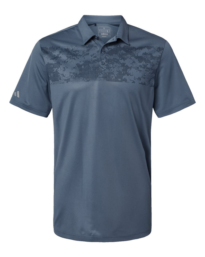 Front View of Tech Ink Camo Chest Print Polo - A585