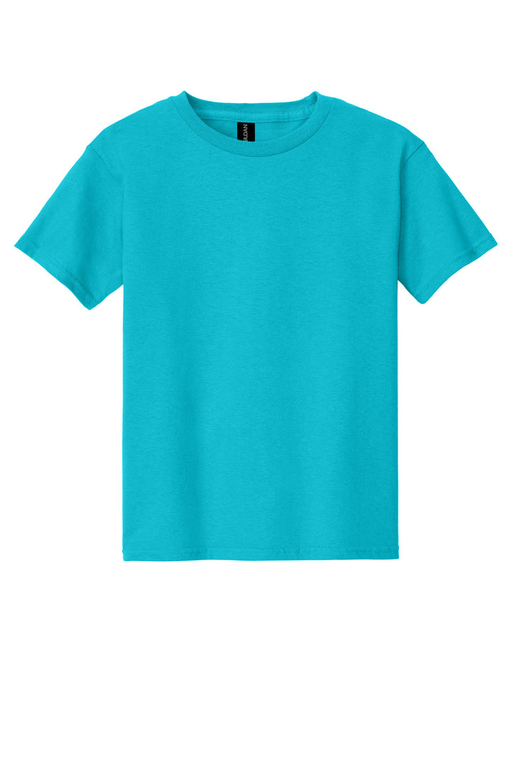 Front View of Tropical Blue Gildan - Youth Heavy Cotton 100% Cotton T-Shirt. 5000B