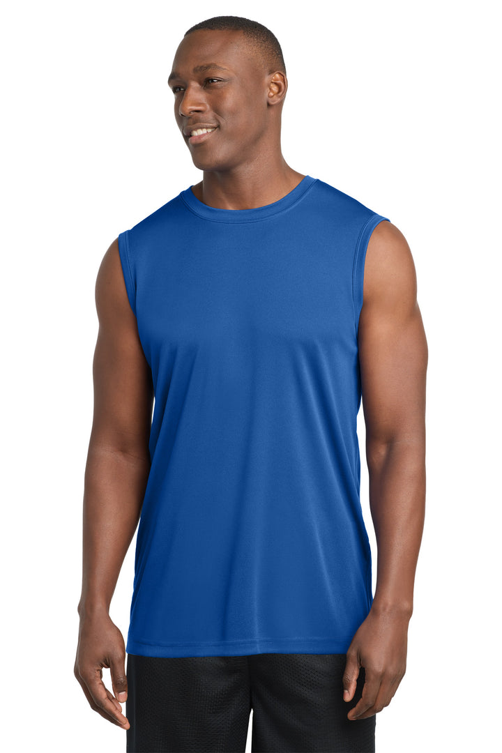 Front View of True Royal Sport-Tek Sleeveless PosiCharge Competitor Tee. ST352