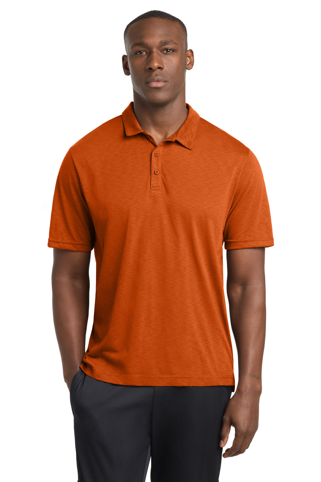 Front View of TxOrange Sport-Tek PosiCharge Strive Polo ST530