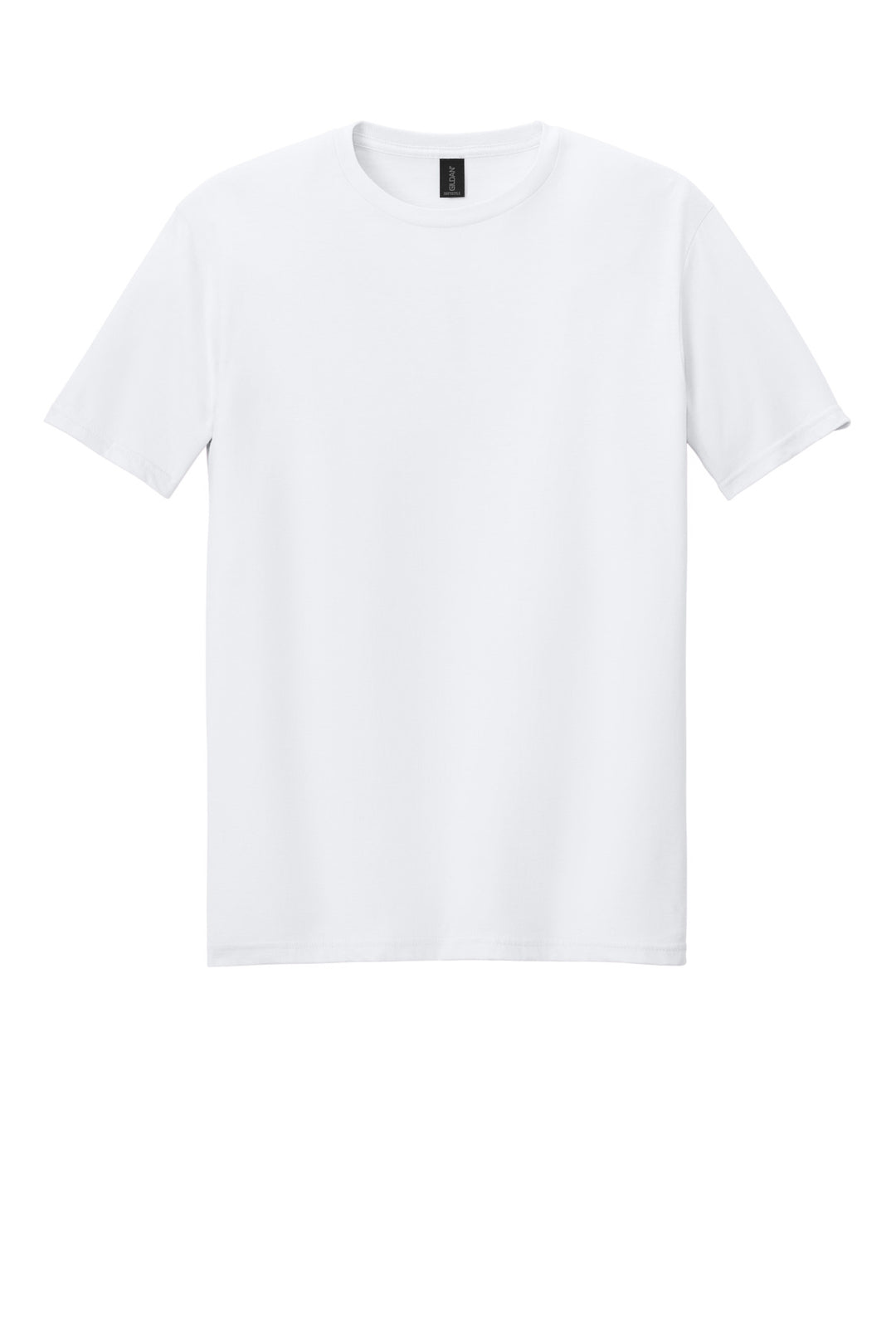 Front View of White Gildan Softstyle T-Shirt. 64000