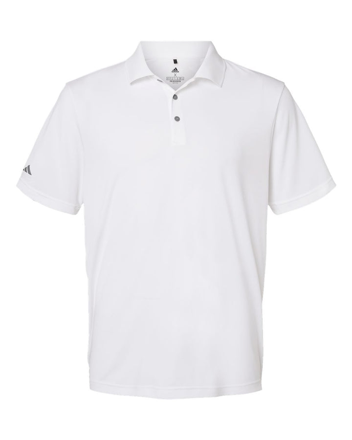 Front View of White Performance Polo - A230