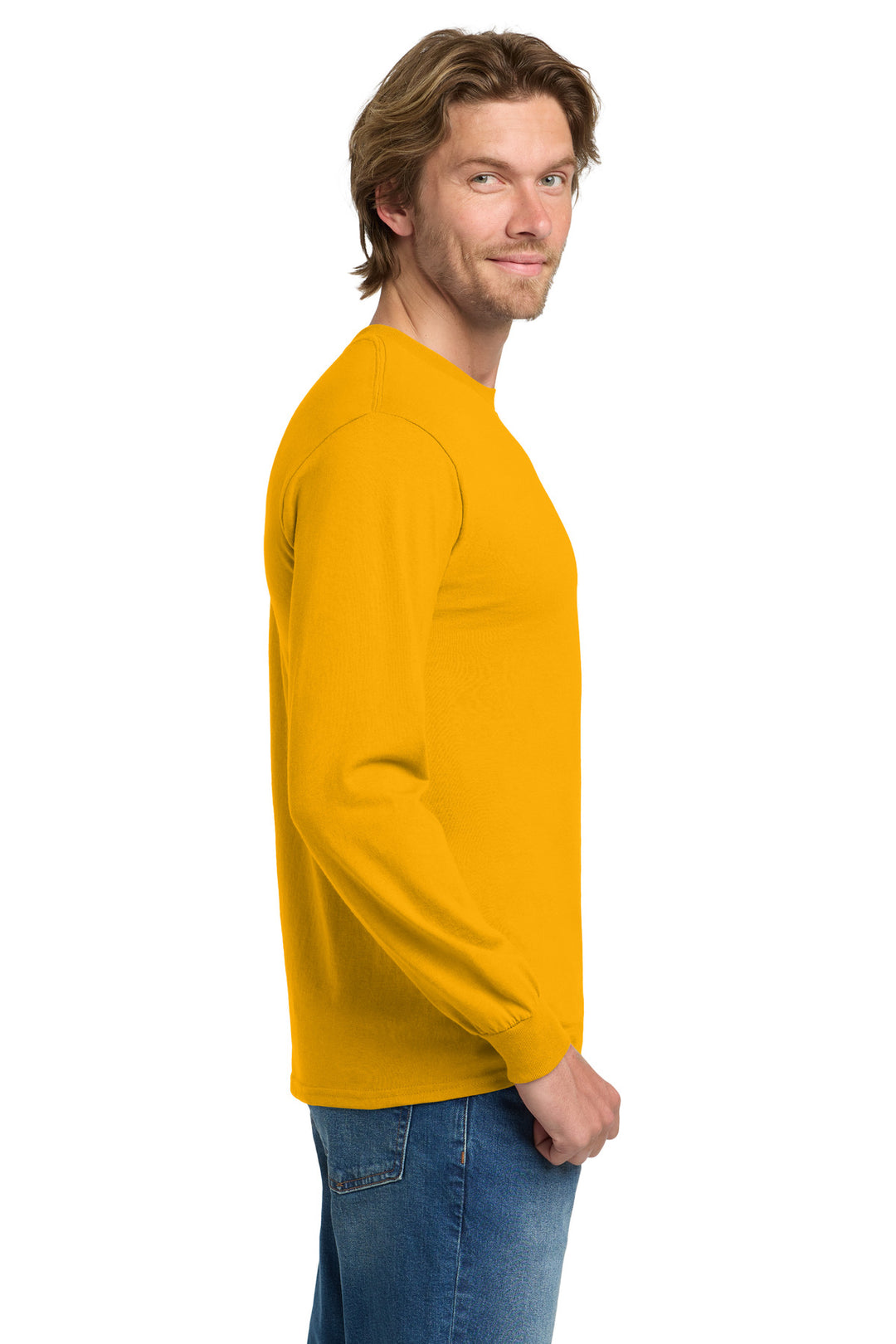 Gold Gildan - Heavy Cotton 100% Cotton Long Sleeve T-Shirt. 5400