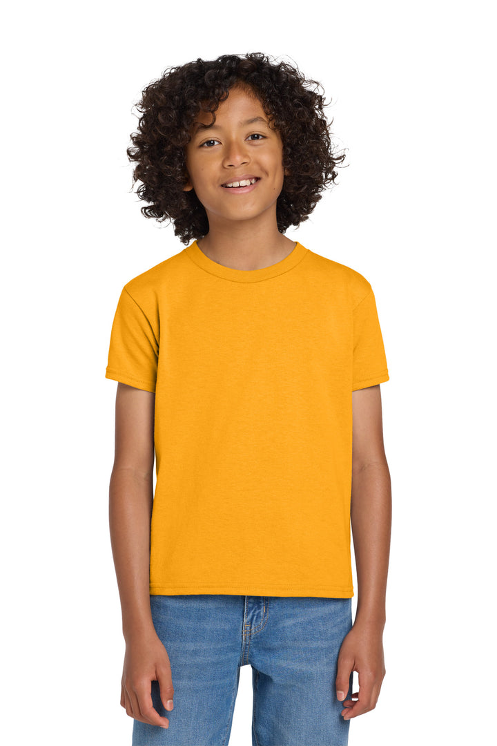 Gold Gildan Youth DryBlend 50 Cotton/50 Poly T-Shirt. 8000B