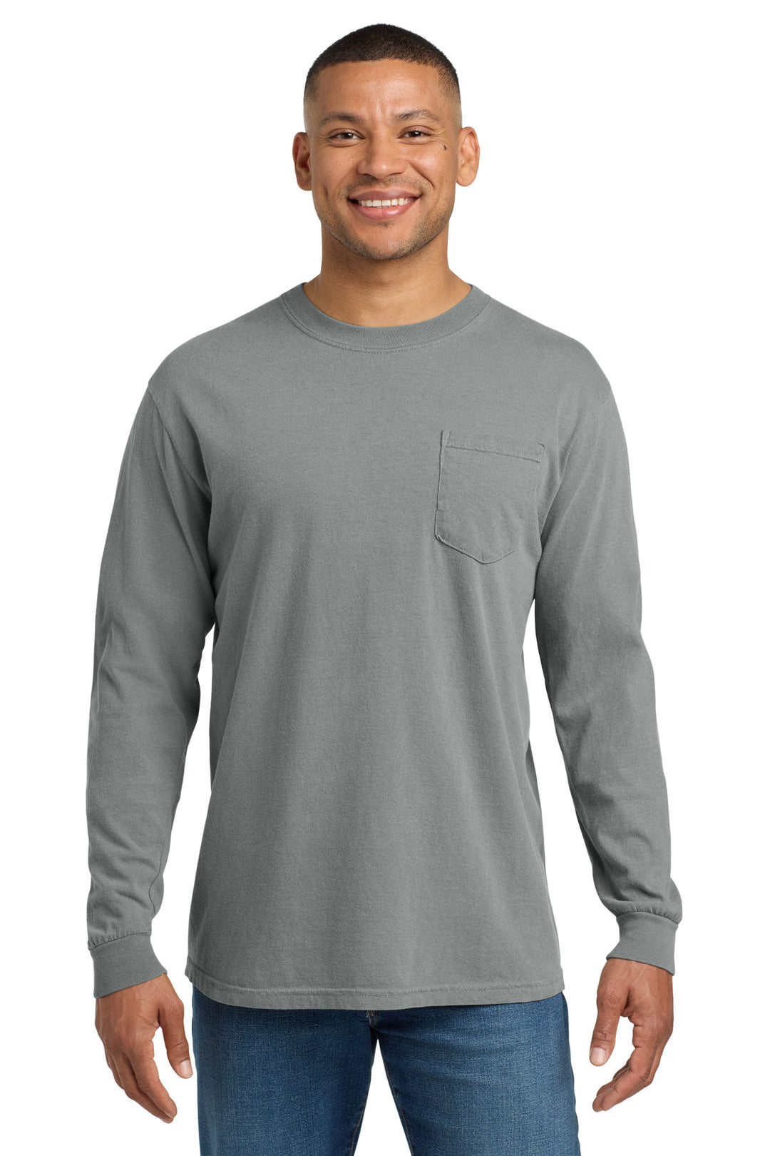 Granite COMFORT COLORS Heavyweight Ring Spun Long Sleeve Pocket Tee. 4410