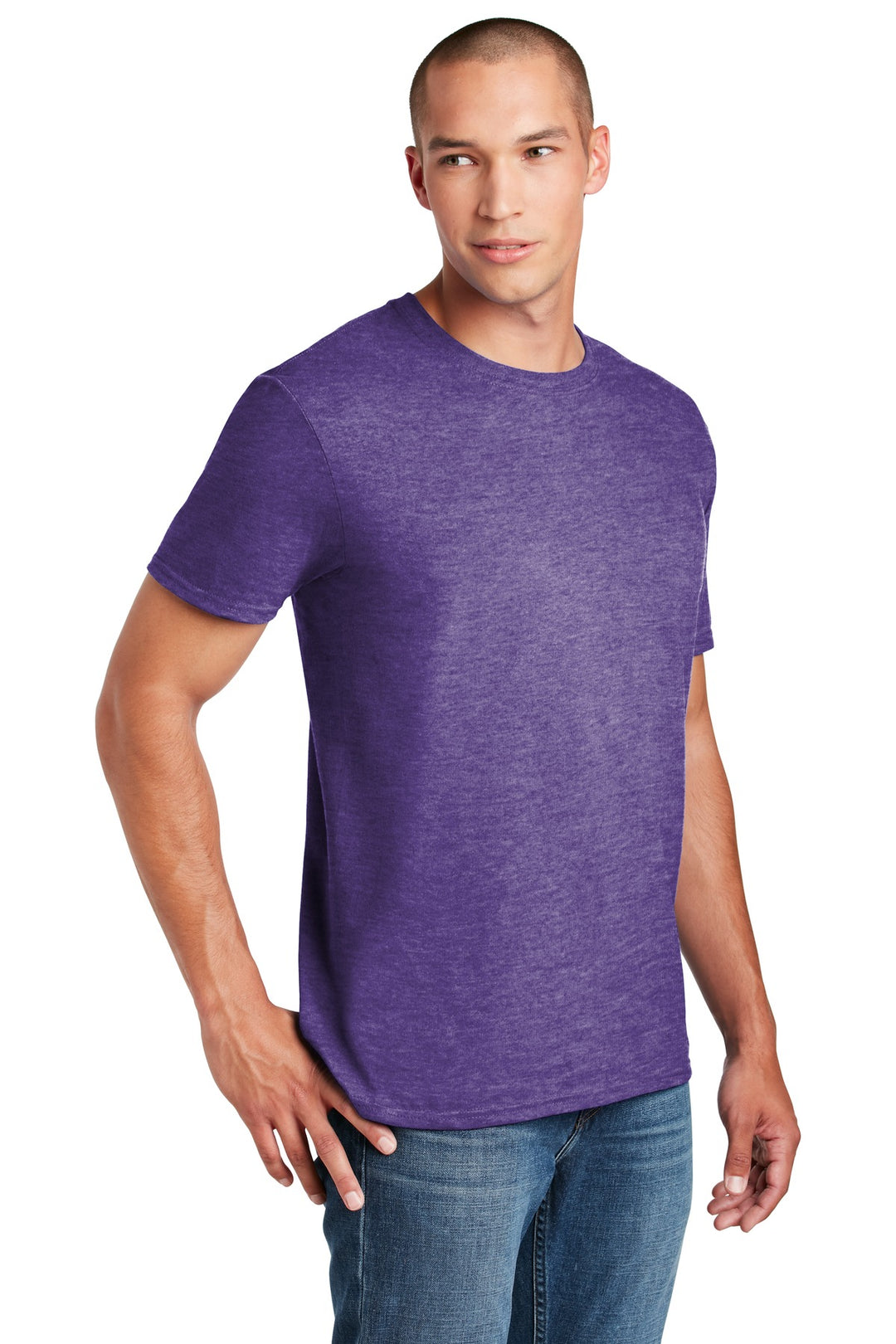 Heather Purple Gildan Softstyle T-Shirt. 64000