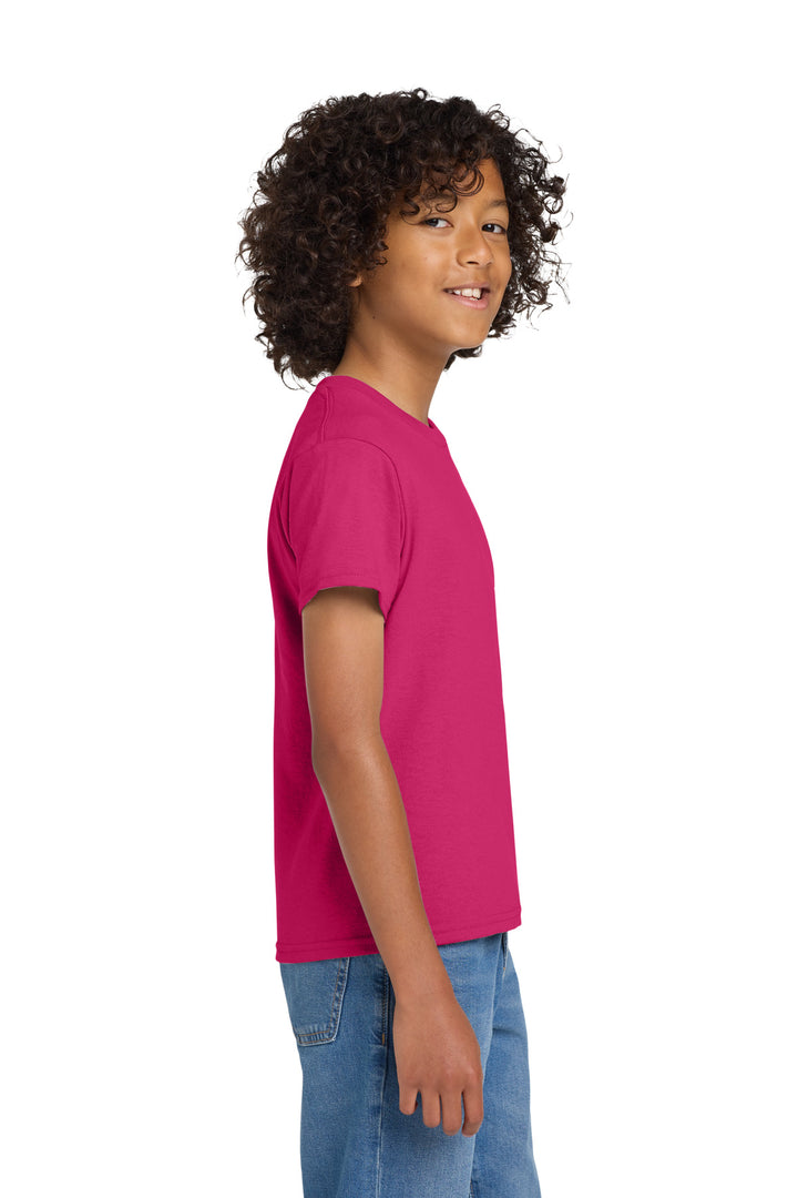 Heliconia Gildan Youth DryBlend 50 Cotton/50 Poly T-Shirt. 8000B