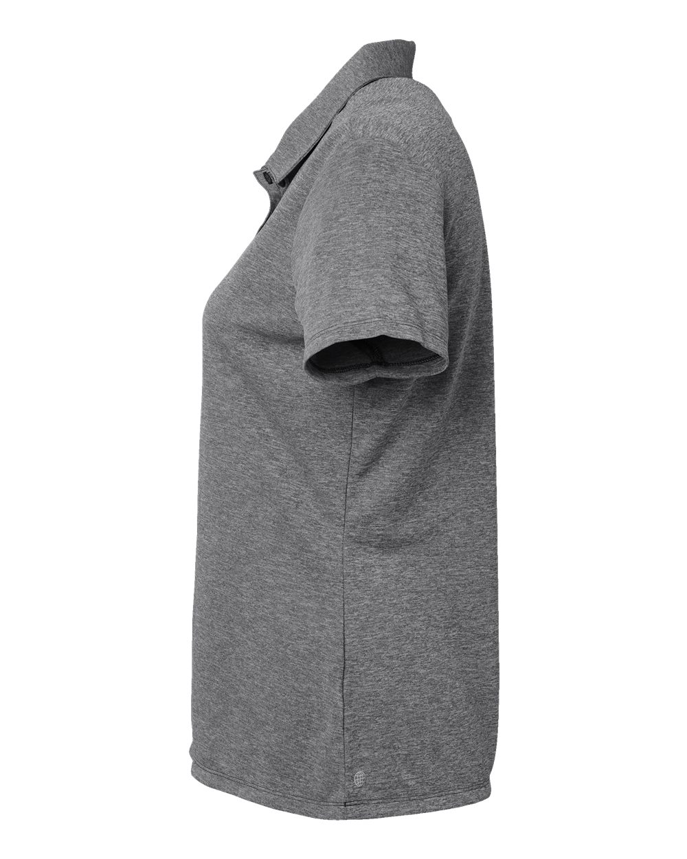 Left View of Black Melange Women's Heathered Polo - A583