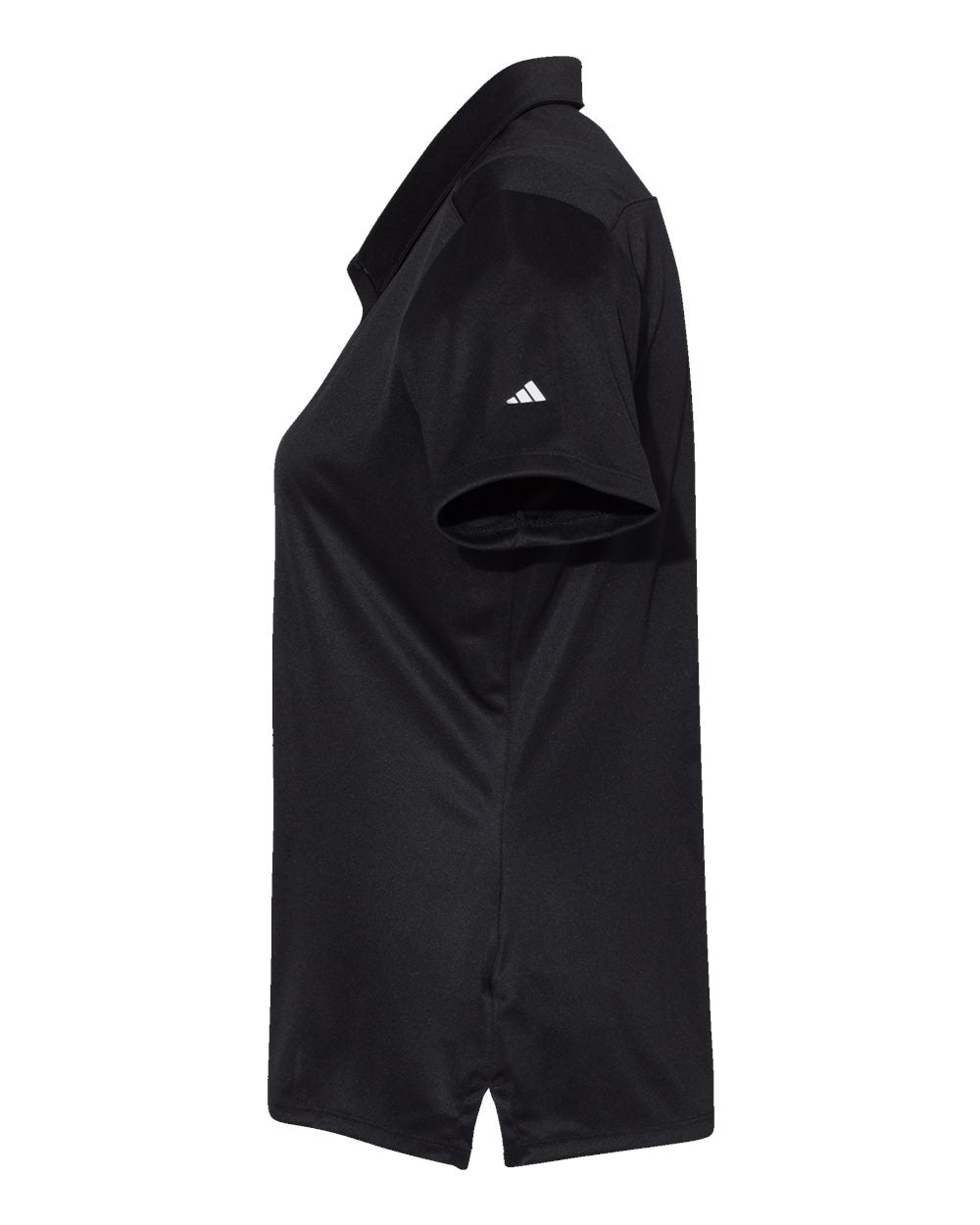Left View of Black/ White Women's 3-Stripes Shoulder Polo - A325