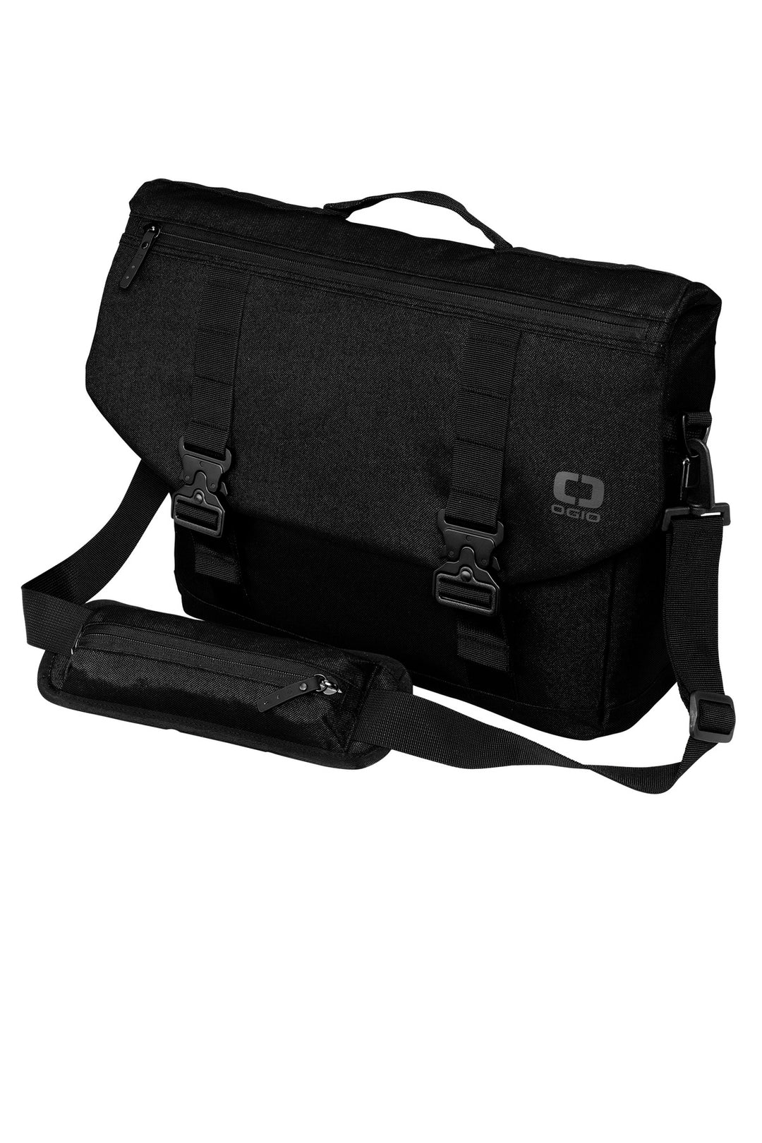 Left View of Blacktop OGIO Command Messenger 93000