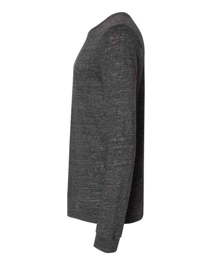 Left View of Charcoal Black Slub Jersey Long Sleeve Tee - 3501