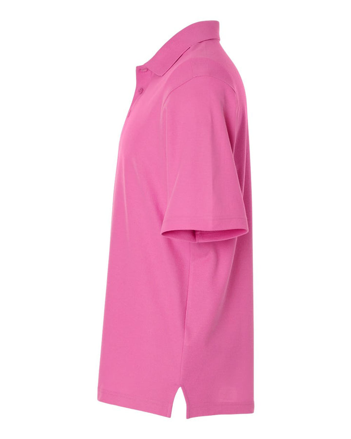 Left View of Charity Pink Men's Resolve CVC Performance Pique Polo - CE106