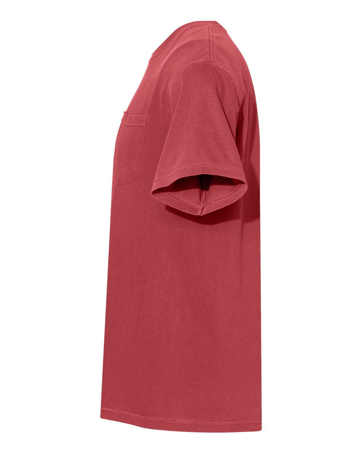 Left View of Chili Garment-Dyed Heavyweight Pocket T-Shirt - 6030