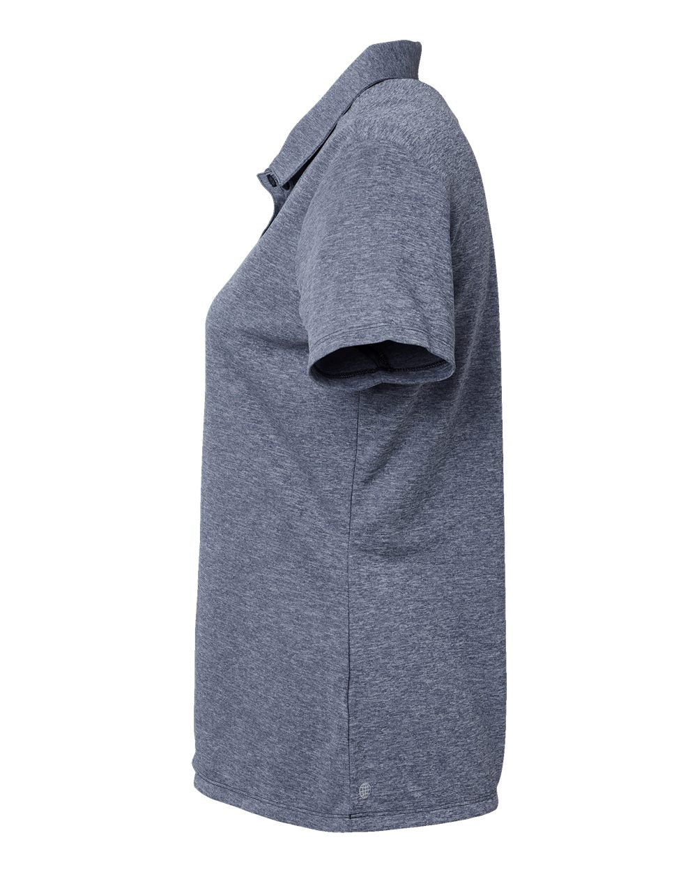 Left View of Collegiate Navy Melange Women's Heathered Polo - A583