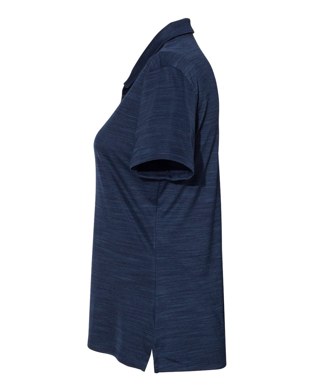 Left View of Collegiate Navy Melange Women's Mélange Polo - A403