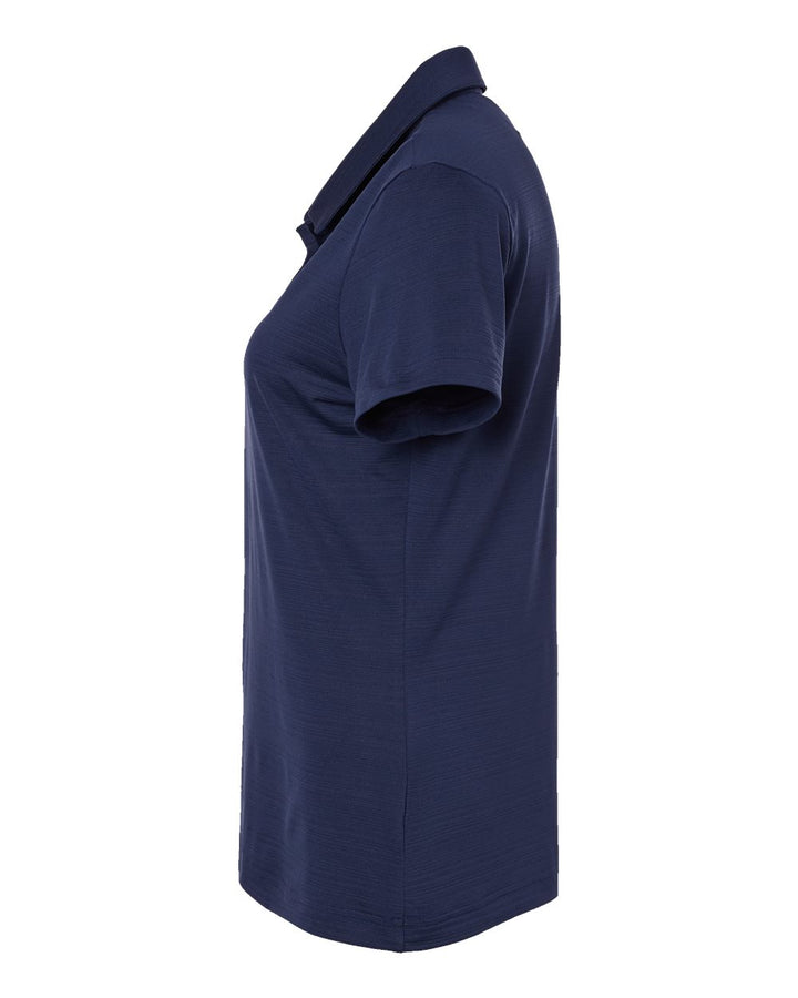 Left View of Dark Blue Women's Textured Stripe Polo - A707
