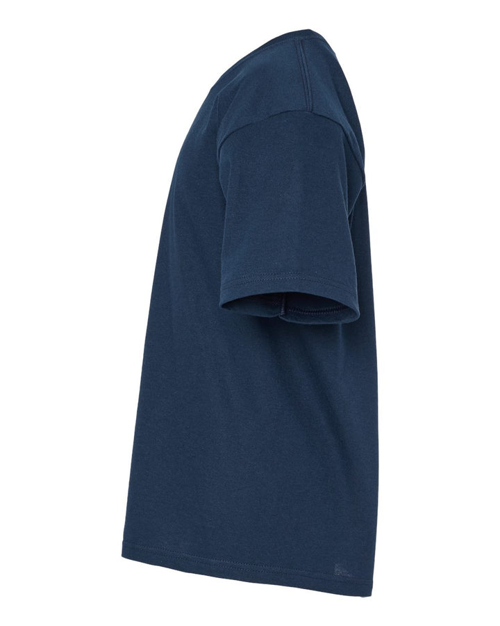 Left View of Deep Navy Youth Gold Soft Touch T-Shirt - 4850