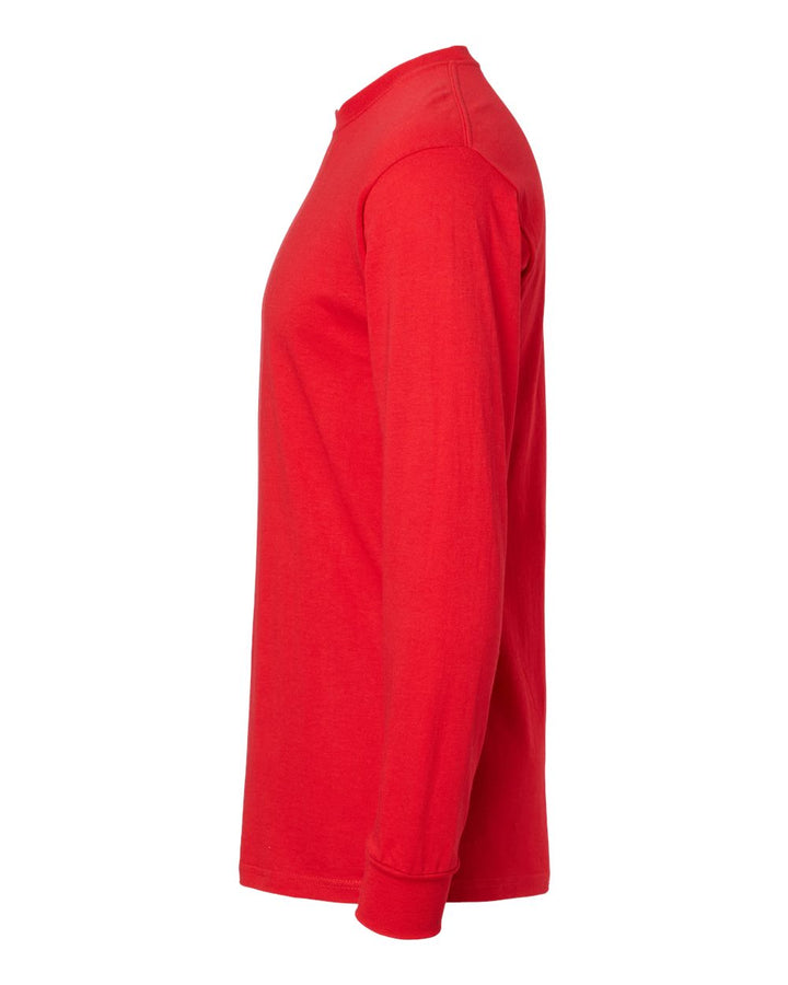 Left View of Deep Red Gold Soft Touch Long Sleeve T-Shirt - 4820