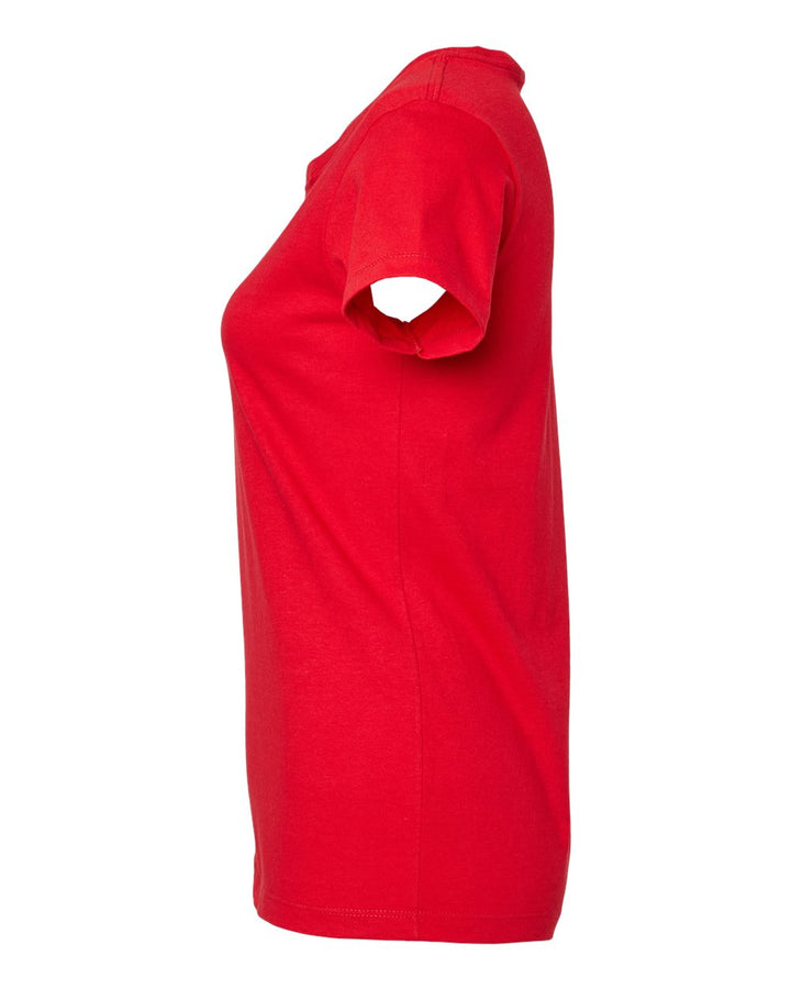 Left View of Deep Red Women's Gold Soft Touch T-Shirt - 4810