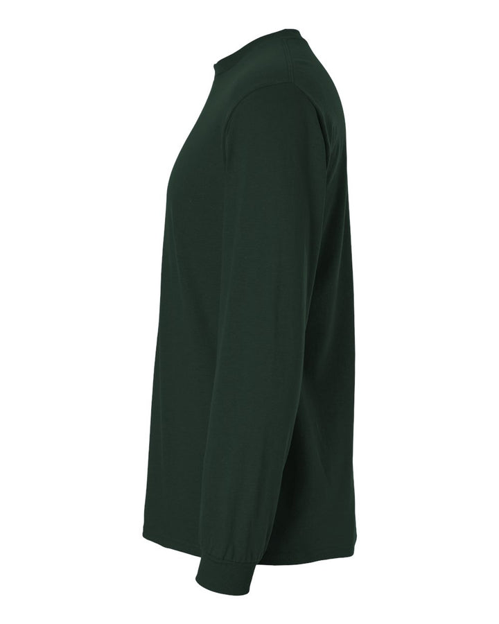 Left View of Forest Green DryBlend® 50/50 Long Sleeve T-Shirt - 8400