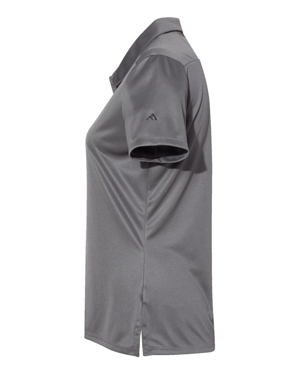 Left View of Grey Five/ Black Women's 3-Stripes Shoulder Polo - A325