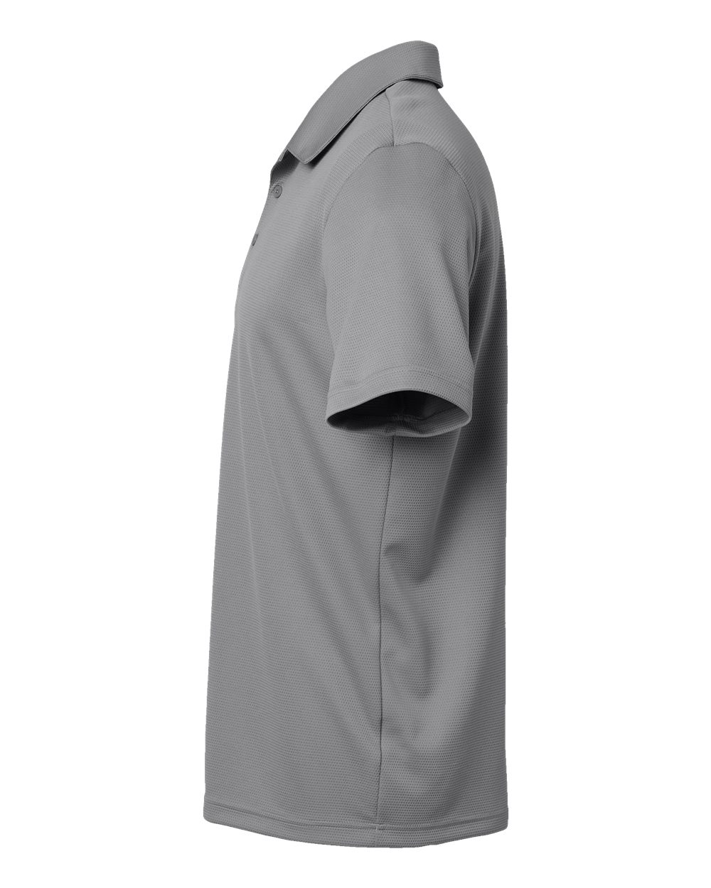Left View of Grey Three Micro Pique Polo - A580