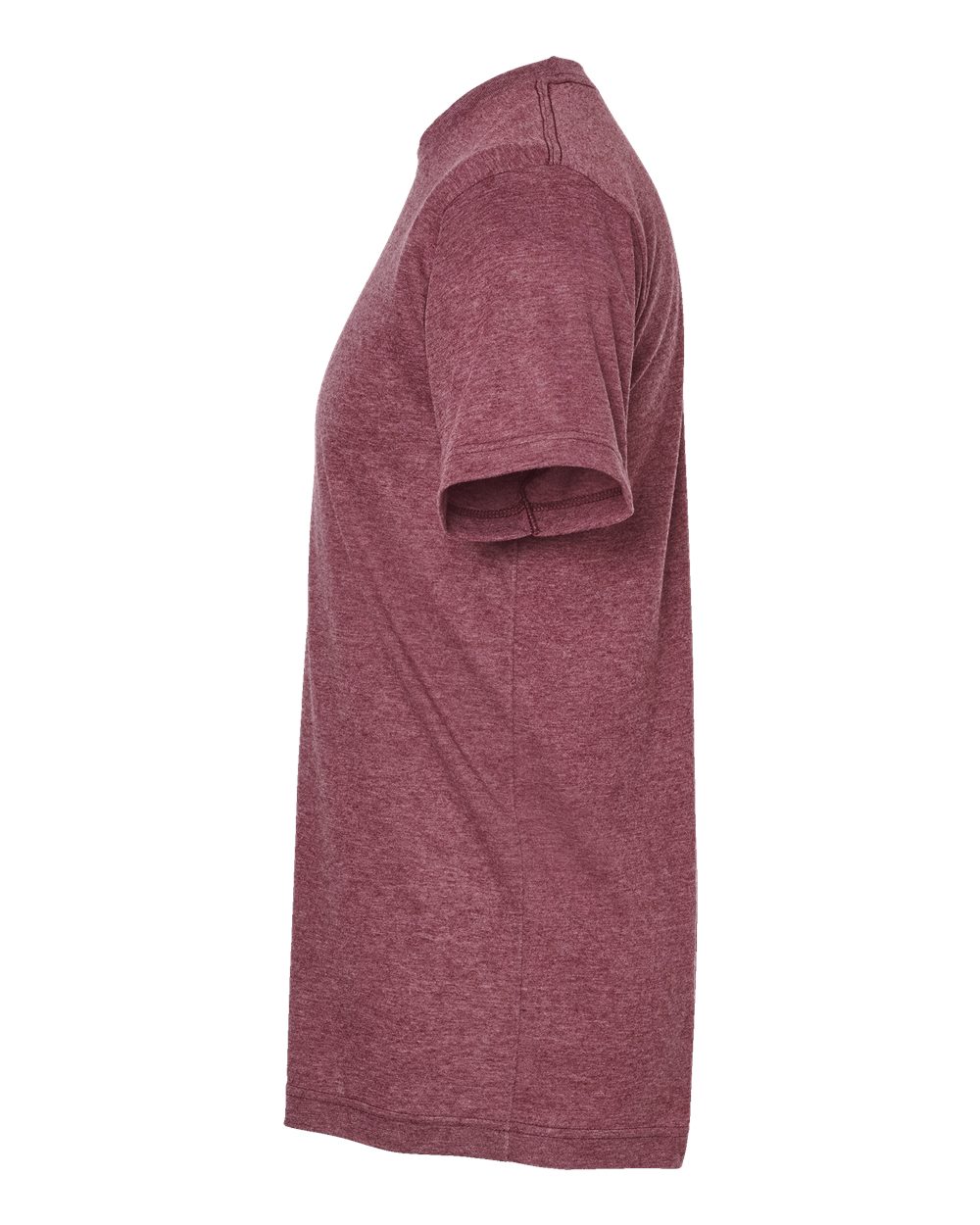 Left View of Heather Burgundy Poly-Rich T-Shirt - 241