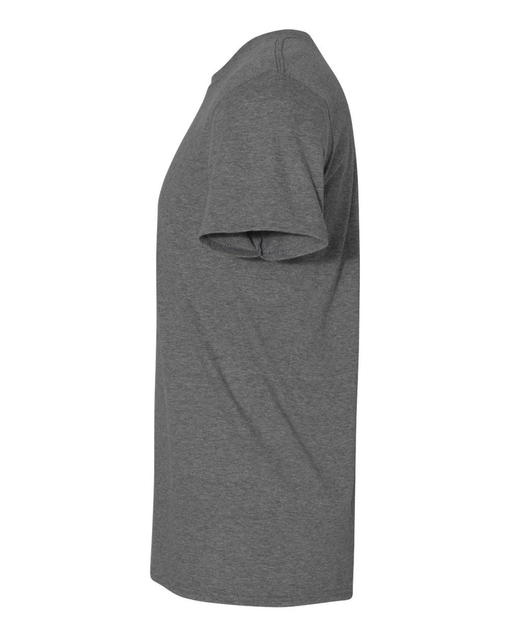 Left View of Heather Dark Grey Softstyle® T-Shirt - 64000